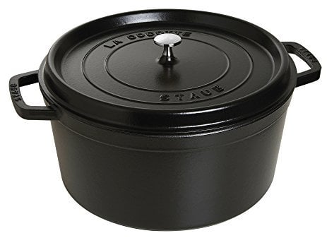 Staub Cast Iron 13.25-qt Round Cocotte - Matte Black, Made in France