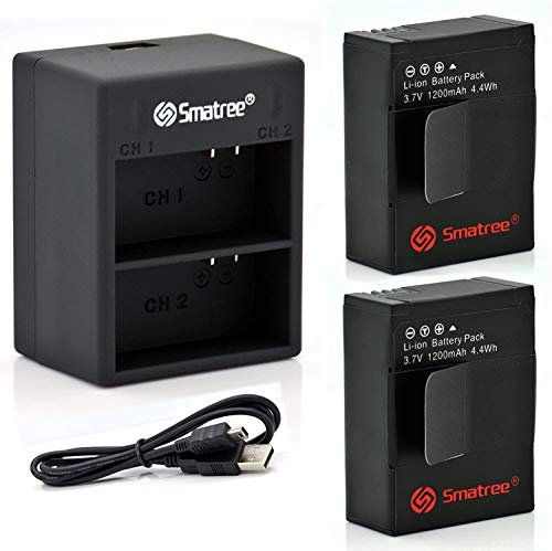 Smatree Batteries with Dual Charger Compatible for GoPro Hero 3 and for GoPro AHDBT-201/AHDBT-301/AHDBT-302 (1200mAh Batteries x 2 with Dual Charger)