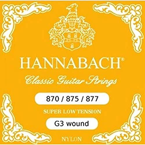 Hannabach Klassikgitarrensaiten G/3 Nylon umsponnen 875SLT Super Light Tension Chrom umsponnen