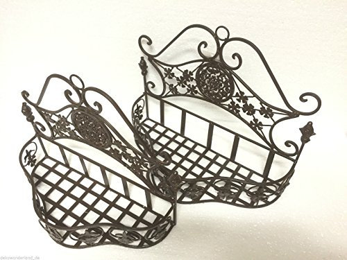 dekowonderland Blumenkörbe Pflanzkörbe Wandkörbe 2er Set Metall Garten Shabby Landhausstil Paar