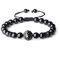 COAI Bracelet Pierre Naturelle Homme, Bracelet Tourmaline Noire Homme, Bracelet Lion Homme, Bracelet Ajustable en Nylon