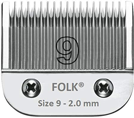 Folk - Tête de Rasoir Interchangeable série A5 pour Coiffure Canine, série Wahl, Andis, Aesculap, Moser, Oster, Liveryman, GTS … (A - Taille #9-2mm)