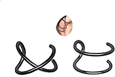 925 Sterling Silber Doppelohr Manschette und Criss Cross Ohr Manschette, kein Piercing, Oberohrknorpel, einfache Ohr Manschette, gefälschte Knorpel Ohrringe für Frauen hypoallergenes Ohr