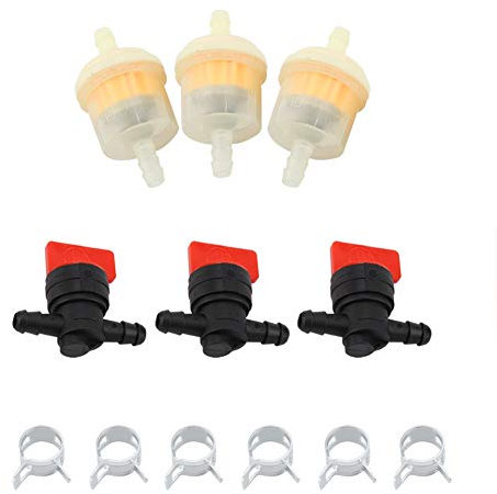MAGT 1/4 Inline-Benzinfilter + Absperrventile + Klemmen Garten-Freischneider-Rasenmäher-Kits, Ideal Für Benzin-Freischneider Und Rasentrimmer (Farbe : A)