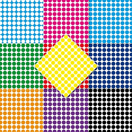 1000 Klebepunkte 8mm selbstklebend farbige Punkt Aufkleber PVC Deko Folie Etiketten Inventur (bunt)