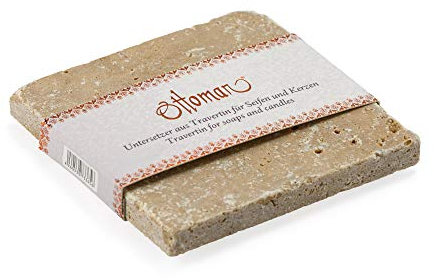 ottoman Travertin Unterstezter Seifenablage Dekostein 10x10cm Naturstein unbehandelt (Noce)