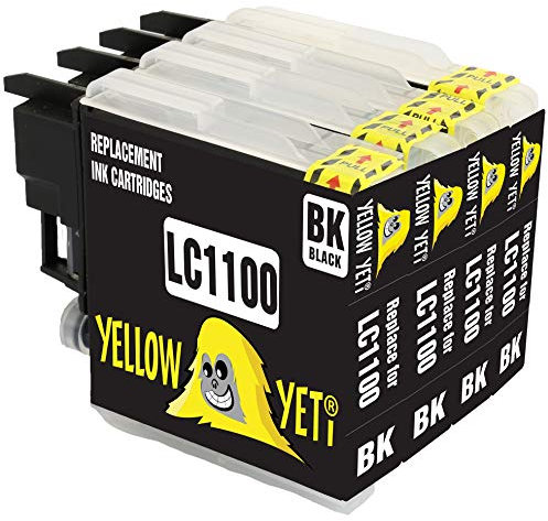 Yellow Yeti Ersatz für Brother LC1100 LC1100BK Druckerpatronen Schwarz kompatibel für Brother DCP-145C 165C 195C 197C 375CW 385C 395CN 585CW 6690CW MFC-250C 290C 490CW 5890CN 5895CW 6490CW 990CW J615W