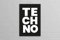 Poster in A4 mit dem Slogan – TE CH NO - TECHNO - lustige Geschenk Zeichen FUN Party Wand Kunstdruck mit Rahmen in schwarz/weiß oder ohne Rahmen (Rahmen in schwarz)