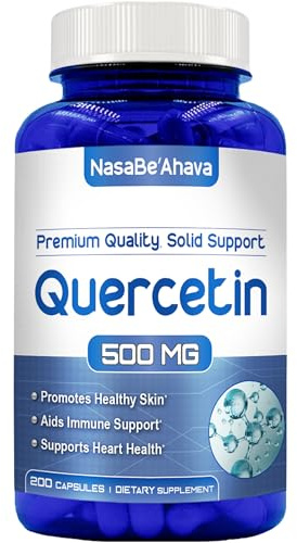 Quercetin 500mg Capsules | Vegan Friendly Quercetin Dihydrate High Potency Antioxidant Supplement for Skin Heart and Immune Support | Gluten-Free | Made in the USA in GMP Facilities (200 Servings)