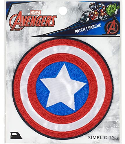 Simplicity Marvel Captain America Applique Iron-on Patch for Clothing, Jackets, and Backpacks, 3.5 D