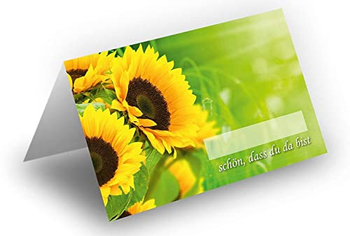 50 Stück Tischkarten Sonnenblumen Platzkarten Namens Karten für Hochzeit Geburtstag Feier Taufe Kommunion Konfirmation Firmung Jugendweihe, Premium Qualität, Blumen-Dekor,