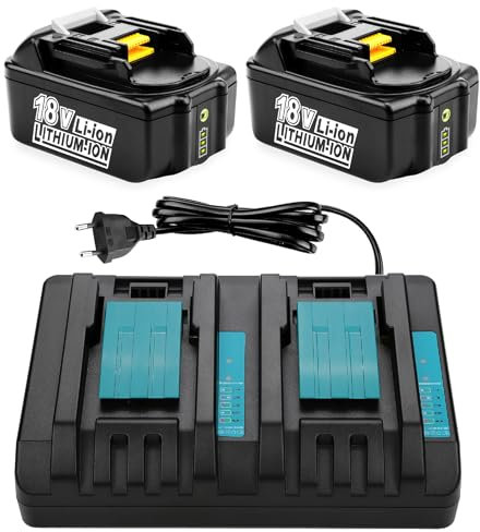 Energup 2 Pezzi 18V 5.5Ah Batteria con Caricabatterie per Makita Batteria 18V BL1850 BL1850B BL1840 BL1830 BL1815 BL1820