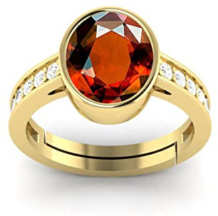 LMDPRAJAPATIS Vergoldeter Ring, 9,25 Karat, 8,25 Karat, Gomed/Granat, lose Größe, für Männer und Frauen, Edelstein, Granat, free size, Edelstein, Granat
