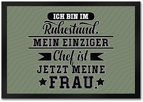 speecheese Rente Fußmatte in 35x50 cm EIN dekorativer Fußabtreter für Deine Wohnungstür Ich Bin im Ruhestand Mein einziger Chef ist jetzt Meine Frau Ruhestand Türmatte lustig