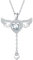 SILVERCUTE Amors Herz Kette für Damen Frauen Flügel Halskette mit Engelsflügel Geburtsstein Anhänger Herz Zirkon Kettenanhänger S925 Silber Angel Moving Wings Heart Necklace Schmuck für Geburtstag