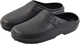 CoboFamily Zuecos Sanitarios Mujer de Trabajo Hospital Cocina Jardín Hostelería Goma EVA Zapatillas Playa Piscina Verano Sandalias Casa (39/40,Negro)