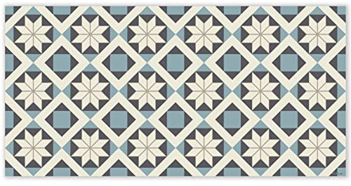 mubusi Vinyl Teppich Süd Blau 100x200 cm - Kunststoff Teppich Schlafzimmer - Teppich Küche Antirutsch - Outdoor Teppich Wasserfest - Wohnzimmer Deko - Langläufer