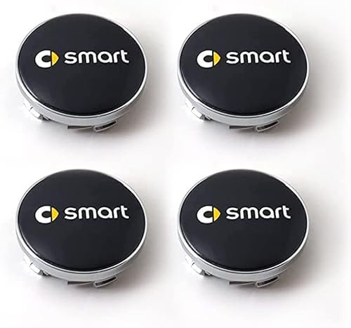 PREWIZ 4 Stück Nabendeckel für Smart Fortwo Forfour 450 451 454 453 60mm, Radnaben-Mittelabdeckungen Nabenkappen Felgendeckel Radnabenkappen, Wheel Caps Ersatz für Autozubehör Verwendet,A