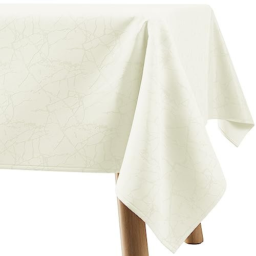 Filumi Tischdecke 120x160 cm Creme Abwaschbar Für Indoor Outdoor Marmormuster Manil