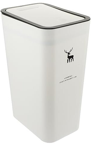 Bote de Basura con Tapa, 10L Bote de Basura de plástico Estrecho, Contenedor de Basura con Tapa abatible a presión, Bote de Basura de Cocina, Bote de Basura para baño,
