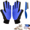 ZSMJAER Gants de brosse de nettoyage pour animaux,gants de toilettage pour enlever les poils des chats et des chiens avec effet de massage,Bleu