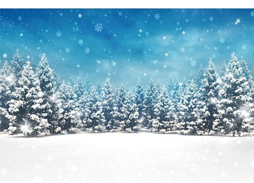 MIRRORANG 1,5x1m Winter Schnee Foto Hintergrund Wald Schneeflocken Zeder Schnee natürliche Landschaft Hintergrund Fotografie Hochzeit Geburtstag Party Baby Dusche Dekorationen Banner, Vinyl