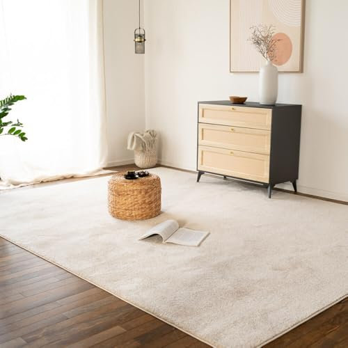 Home Deluxe - Teppich FOFI - Farbe: Beige, Größe: 200 x 140 cm - Allergikerfreundlich, Floorhöhe: 1,5 cm, 100% Polypropylen Friese I Floorteppich Shaggy Designteppich