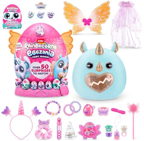 Rainbocorns Eggzania Fairy Mania (Flossiana) von ZURU, Plüschtier, Plüsch zum Sammeln, Überraschungseier, tragbare Accessoires, Spielzeug für Mädchen