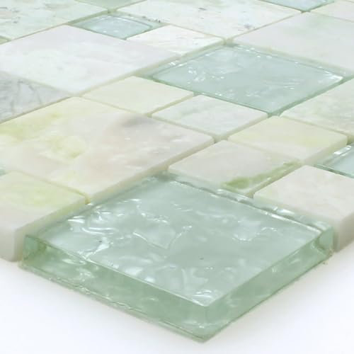 Muster von Mosaikfliesen Onyx Larinera Grün Gold Mix