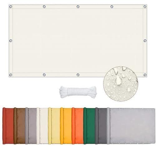 ONESHLEE Toldo Rectangular Impermeable Exterior Terraza, Bloqueo UV 95%, Resistente al Viento y la Lluvia, Crema, 3x4m