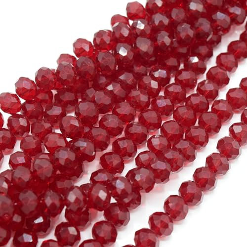 Faceted Glass Rondelle Beads for Jewellery Making 4mm,6mm,8mm,10mm - Pick Size and Colour (10X8MM - (68PCS), Dark Siam)