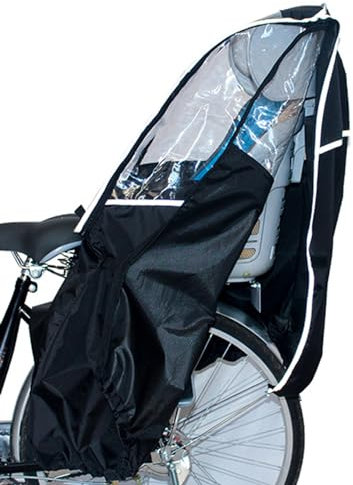 Wezalget Fahrrad-Kindersitz-Überdachung - Regenschutz mit transparentem Fenster, atmungsaktiv, winddicht, für Fahrradrücksitze, Schwarz, Wasserdicht, Fahrrad-Accessoire, Bike Seat Cover