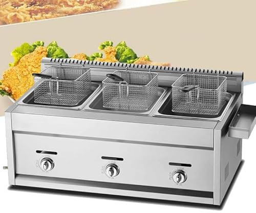 Friggitrice A Gas Commerciale Professionale, Friggitrice A Gas GPL Da Banco In Acciaio Inossidabile, Friggitrici Per Cucina Da Banco Del Ristorante Commerciale,Triplecylinder9L+9L+9L