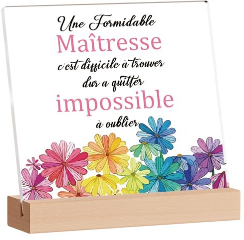 KAAYEE Cadeau Maitresse D'école, Acrylique Plaque Cadeau Maitresse D'école Fin D'année, Merci Maitresse, Idee Original Cadeaux pour Meilleur Maîtresse, Cadeau Maitresse Noel 1
