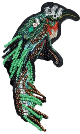 Operitacx Cloth Sticker Mit Strass Und Perlen Grüner Papagei Applikation Für Kleidung Taschen Und Hüte Dekorativer Patch Zum Reparieren Und Verschönern Von Textilien