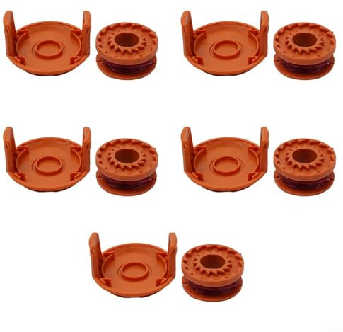 Spool&Cover For WORX WG150E WG151E WG154E WA0010 WA6531 WG160 Grass Trimmer Spool Replacement Parts, Strimmer Wire Replacement Spool and Line(5 Set)