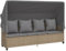 vidaXL Sonnenliege, Sonnenbett mit Sitzkissen 4 Rückenkissen, Outdoor Liege mit ausziehbarem Sonnendach, Gartenliege Tagesbett, Beige Poly Rattan