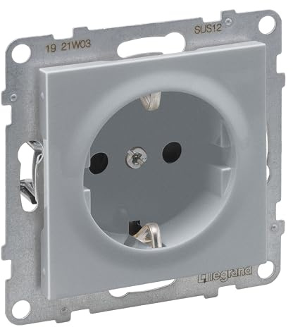 Legrand, SEANO Schutzkontakt-Steckdose mit erhöhtem Berührungsschutz, Anschlussdose, Steckklemmen, 16 A, 250 V, Farbe: Aluminium lackiert, 765220