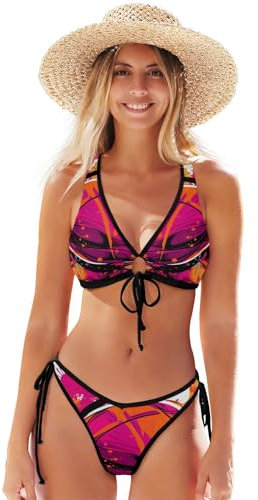 Peinture Rose Basket Art Bikini Femme Maillot de Bain 2 Pièce Swimsuit pour Plage Filles