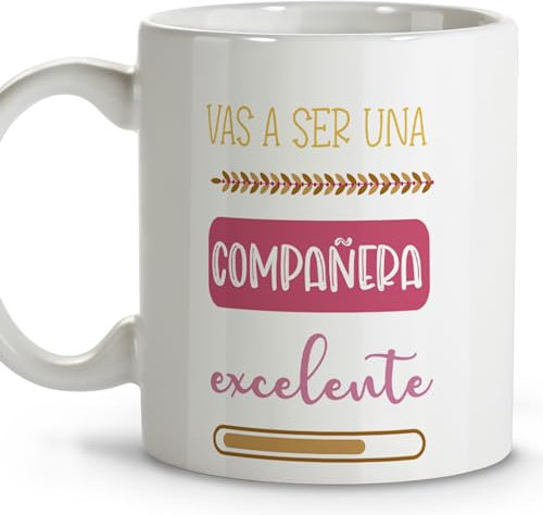 LolaPix Taza mejor compañera. Tazas originales para regalar. Tazas de cafe. Regalo compañera trabajo. Regalo amiga. Taza cerámica 330 ml.