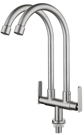 Rubinetti Per Lavello Rubinetto Doppia Uscita Rubinetto In Acciaio Inox 304 Singolo Freddo Doppio Tubo Doppia Maniglia Lavello Da Cucina Girevole Universale Spazzolato