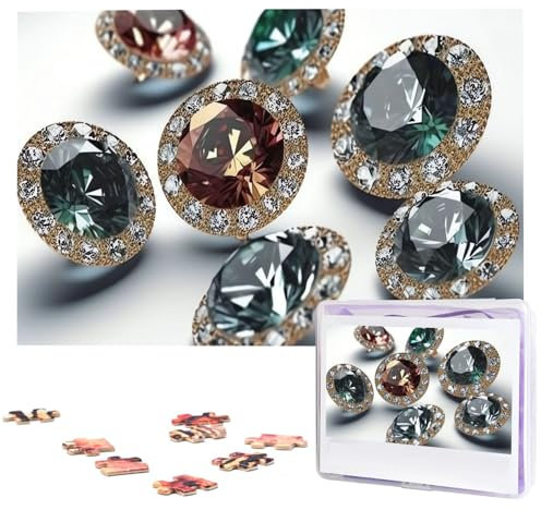 Gems Diamond Jewelry Jewels Luxury Jigsaw Puzzles 1000 Pieces Wooden Puzzle Personalized Photo Puzzle For Adults Picture Puzzle Custom Puzzle Wedding Puzzle For Birthday Valentines Day Anniversary