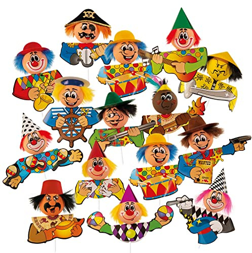 Günthart 15 lustige Einstecker für Karneval, Fasnacht, Fasaching für Kleingebäck wie Krapfen, Berliner, bitte Größe beachten, 1er Pack (15 Stück)