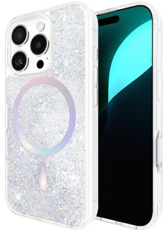 kate spade new york iPhone 16 Pro Case - Compatible with MagSafe - Designer Phone Case - Liquid Glitter Iridescent