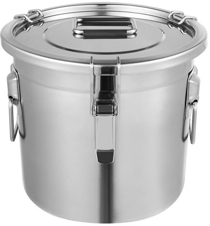 Pinuox Cubo de cocina con tapa, bidón hermético, recipiente para cereales de alimentos, acero inoxidable, 6 L, 12 L, 21 L, 33 l, para guardar todo tipo de alimentos secos y húmedos (12 L)