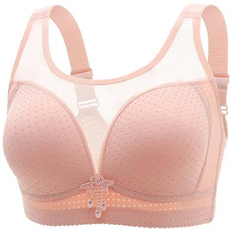 Generico Coppette Silicone Seno Reggiseni con Ferretto Reggiseno con Ferretto di Grandi Dimensioni con Tracolla Regolabile con Coppa Modellante sul in Pizzo Sexy Coppette Silicone Seno (Pink, 44)