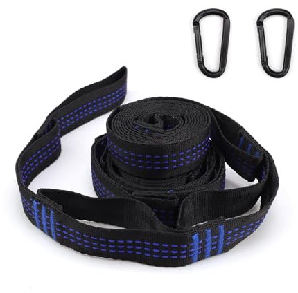 LERANXIN Hammock Straps 2 Stück, 2 M Hängematte Halterung, Hängematten Befestigung mit 6 Ringen, mit Karabiner, Hängemattenzubehör, Geeignet für Camping, Wandern, Picknicken