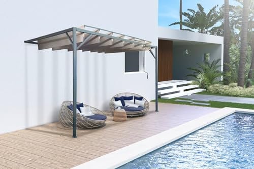 Cazeboo Pérgola bioclimática adosada Bahia 300L300 Beige