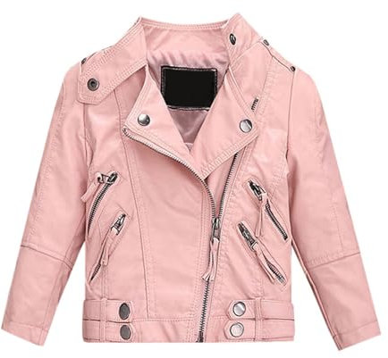 Cappotto da Motociclista per Giacca in Pelle PU Primavera da Bambina per Giacca in Ecopelle da Ragazzo Cappuccio Impermeabile