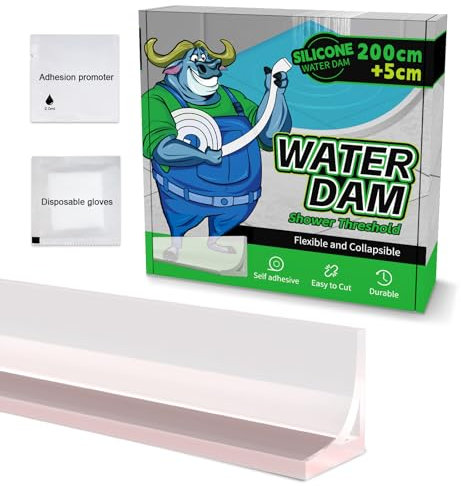 ALITAIYI Schwallschutzleiste Dusche Selbstklebend, Wasserstopper Schwallschutzleiste Dusche Silikon, Duschwasserstop, Hochwertige Selbstklebend Schwallschutzleiste (Transparent, 2.05M)